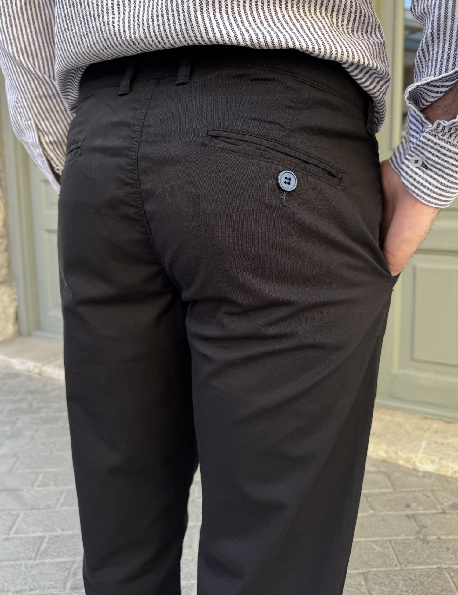 Ανδρικό μαύρο παντελόνι υφασμάτινο Chinos Slim Fit 2420 φωτογραφία